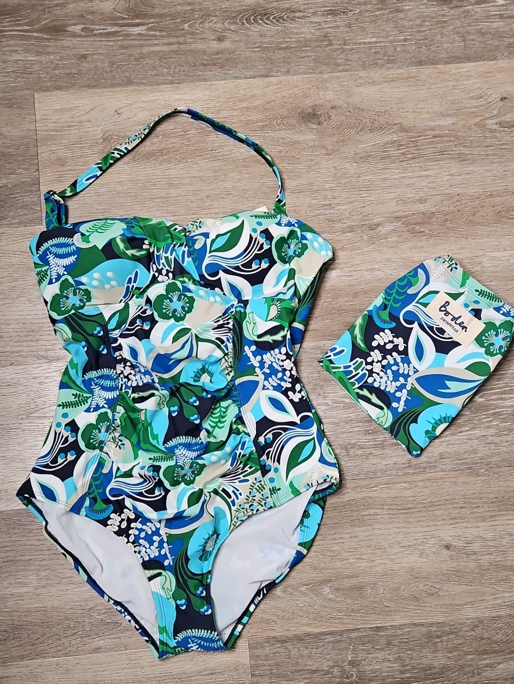 Boden Green Blue Floral One-Piece Swimsuit